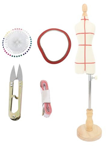 Weibliche Schaufensterpuppe Torso Kleid aus verstellbares Höhenleichter tragbarer Nähausstellungsständer für Schneider Brautgeschäfte Fotografie Home Decor Festholz Basis Stoff (1/3 Skala)