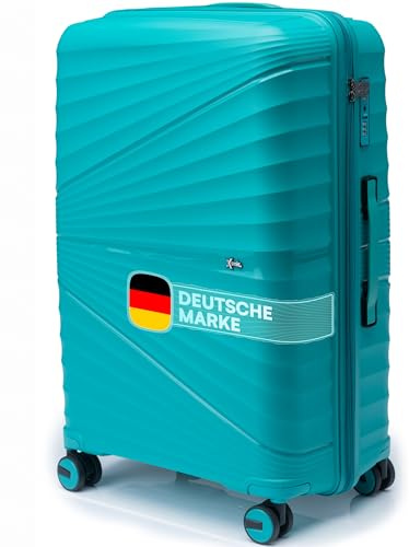 Xonic® Hartschalenkoffer M für 40L - Bruchsicherer Rollkoffer Polypropylen mit 360° Doppelrollen & TSA-Schloss - Reisekoffer Seegrün
