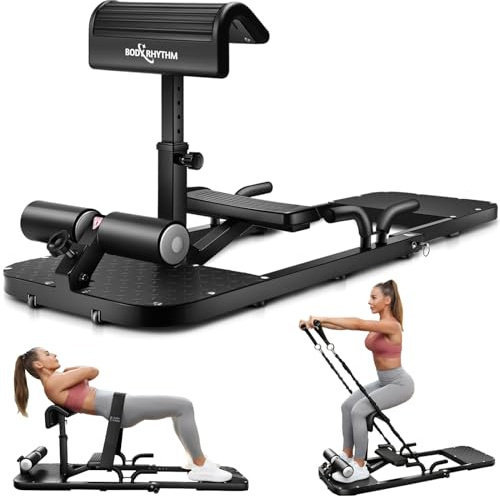 BODYRHYTHM Hip Thrust Machine with 2 Sets of Resistance Bands, Sissy Squat Machine, Squat Workout Machine & Glutes Workout Equipment, Bulgarian Split Squat Stand for Legged Lunges. (Black)