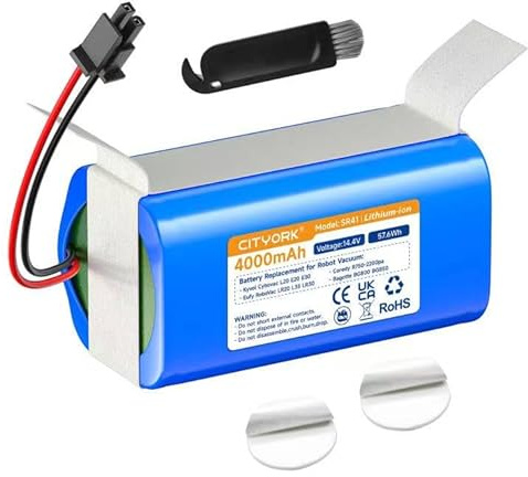 CITYORK Li-ion 4000mAh Akku für Honiture G20 Pro, für Bagotte BG800 BG850, für Tikom G8000 Pro, für Kyvol Cybovac L20 E20 E30 E31, für Eufy RoboVac LR20 L35 LR30 Hybrid+,Coredy-R750 CMICR18650F9M-4S1P
