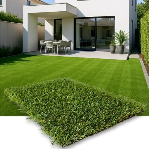 GrecoShop Prato Sintetico 2x5 m Tappeto Erba Artificiale Altezza 20 mm Manto Erboso Drenante per Giardino Terrazzo Balcone Esterno Realistico Resistente UV Facile Installazione