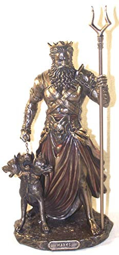 Veronese Design Hades Griechischer Gott der Unterwelt mit Hirnhof-Statue, 26,9 cm, Kaltguss-Harz, Antik-Bronze-Finish