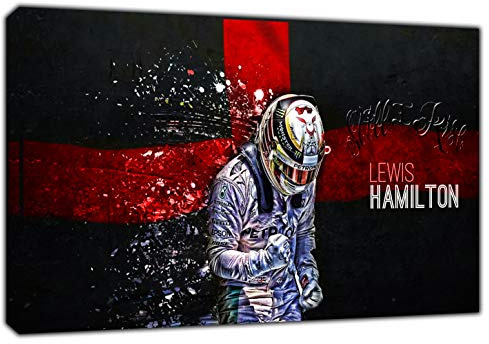 ARTSPRINTS Formel 1 Lewis Hamilton, auf Rahmen Wand Dekoration, 24 x 16 inch -38mm depth