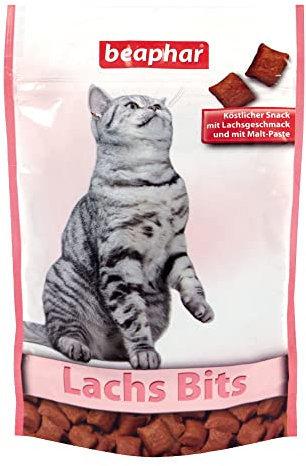 beaphar Lachs Bits - Für Katzen - Unterstützt den Abgang verschluckter Haare auf natürliche Weise - Katzensnacks - 1er Pack (1 x 150 g)