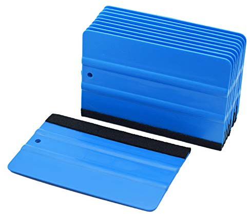Ewrap 10 Pack Soft Automotive Vinyl Wrap Felt Squeegee Window Tint Scraper Car Wrapping Tool Kits with Micro Febric Felt for Auto Vinyl Wrap, Window Tint, Wallpaper Installation- 5Inch