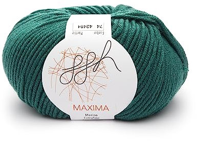 ggh Maxima - 100% Merinowolle extrafein und superwash - Lauflänge 110m auf 50g - Nadelstärke 4-5 - Wolle zum Stricken oder Häkeln - Farbe 074 - Ozeangrün