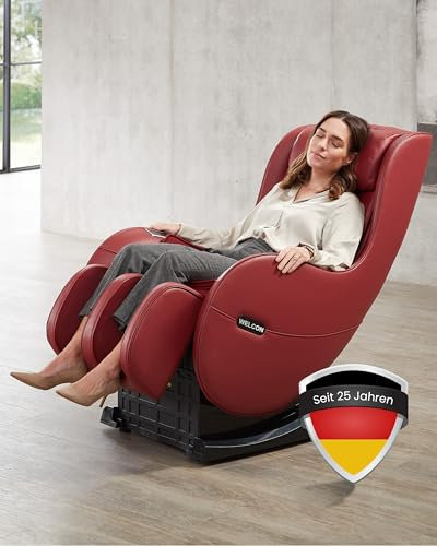 WELCON Massagesessel EASYRELAXX in rot, L-Shape, 3D Automatikprogramme Knetmassage Klopfmassage