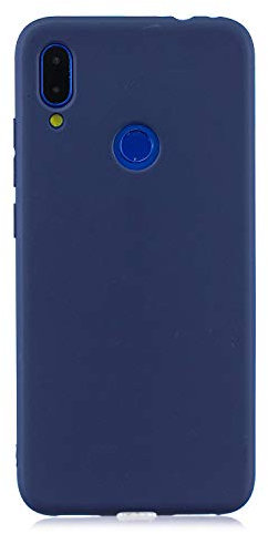 cuzz Funda para Xiaomi Redmi 7+(Protector de Pantalla de Vidrio Templado) Carcasa Silicona Suave Gel Rasguño y Resistente Teléfono Móvil Cover-Azul Oscuro