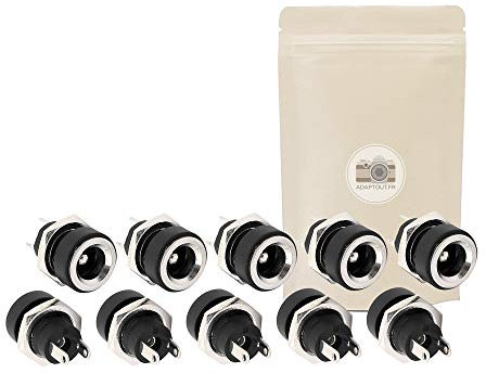 X10 Mini Prise 12 Volt Femelle Connecteur 5.5mm x 2.1mm Alimentation Fiche à Souder 12V - ADAPTOUT Marque Française