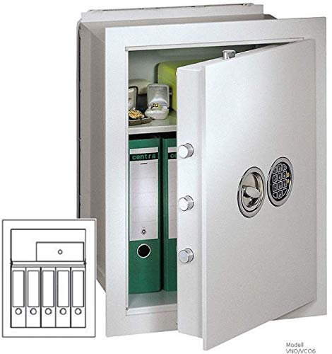 Müller Safe VNO 6 Wandtresor, Mechanisches Kombinationsschloss ZKS anstatt des Doppelbartschlosses, Grad 0 nach EN 1143-1, H62xB49xT39 cm, 75 kg