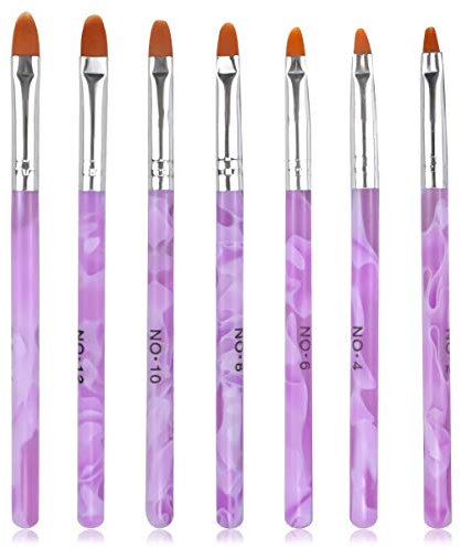 Jinlaili 7PCS Ensemble de Pinceaux à Ongles, Brosses à ongles, Pinceau Nail Art pour Gel UV et Acrylique, Pinceaux pour Nail Art, Pinceaux Ongles Nail Art Brosses, Déco d'Ongles Gel Nail Paiting Brush