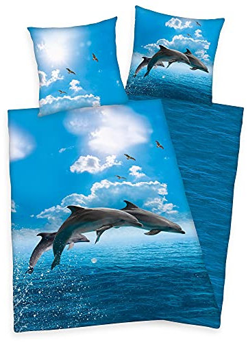 Klaus Herding GmbH Delphin Bettwäsche Set Delfin 2tlg. 135x200 cm 100% Baumwolle