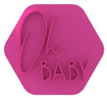 LissieLou Oh Baby Cookie Stempel Babyparty oder Geschlechtsoffenbarung Party Zuckerguss Fondant Embosser – Hellrosa