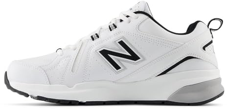 New Balanace Men's 608 V5 Casual Comfort Cross Trainer, White/Black/Silver Metallic, 17 Wide