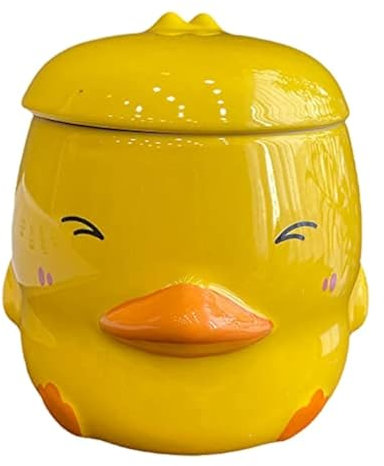 Princess Mug with Lid 3D mug Ceramic Coffee Cup Moon Tea Cup Gift Office Home (duck smile, 400 ml)