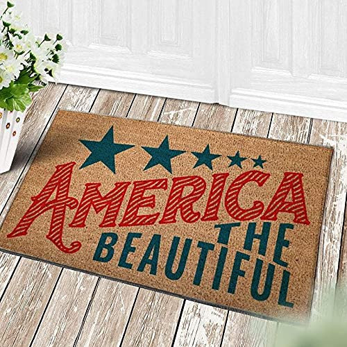 TIANTURNM Fussmatte Aussen Haustür Fußabtreter Amerika Die schöne Flagge Fußmatte USA Willkommen Innen- und Außenfußmatte Warmes Haus Geschenk Willkommensmatte Geschenk für Freund Familie 16x24