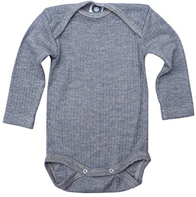 Cosilana, Baby Body Langarm,45% KBA Baumwolle, 35% kbT Wolle, 20% Seide (Marine Melange, 62-68)