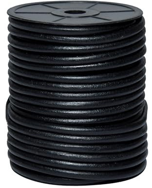 Cords Essentials Round Leather String Cord 6mm Black 5.5 Yards