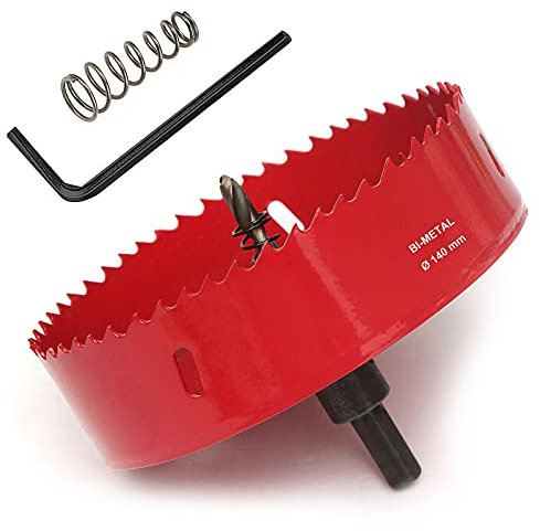 SagaSave 140MM Sega a tazza bimetallica HSS con foratrice a foro, taglierina per fori in acciaio inox, metallo, legno, plastica, cartongesso, fibra di legno, 1 pezzo