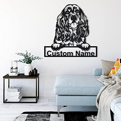 SOULSIS Personalisierte Cocker Spaniel Hund hölzern Zeichen Kunst | Benutzerdefinierte Cocker Spaniel Hund hölzern Zeichen | Hund Geschenk | Geburtstagsgeschenk | Tier lustig