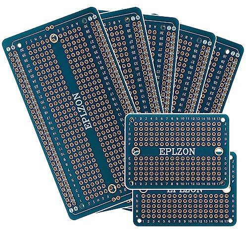 EPLZON Prototype Board Lötbares Breadboard Doppelseitig Leiterplatte PCB Circuit Board zum Schweißen von Arduino, DIY elektronische Artikel(5 Stück + 2 Stück,blau)