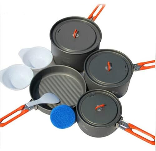 LvSenLin Juego de ollas de Cocina para Equipo de Camping para 4-5 Personas, Juegos de Utensilios de Cocina de Aluminio para pícnic al Aire Libre, vajilla para Picnic, Fire Maple Feast 5