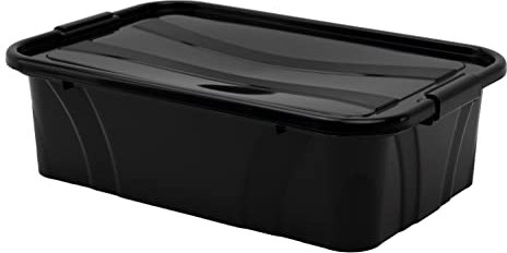 goodsforbusiness Aufbewahrungsbox + Deckel L38,5 x B24,5 x H11,1cm, 7 Liter Transportbox schwarz | Lebensmittelbox lebensmittelgeeignet Kunststoffbehälter Lagerbox stapelbar Wäschebox