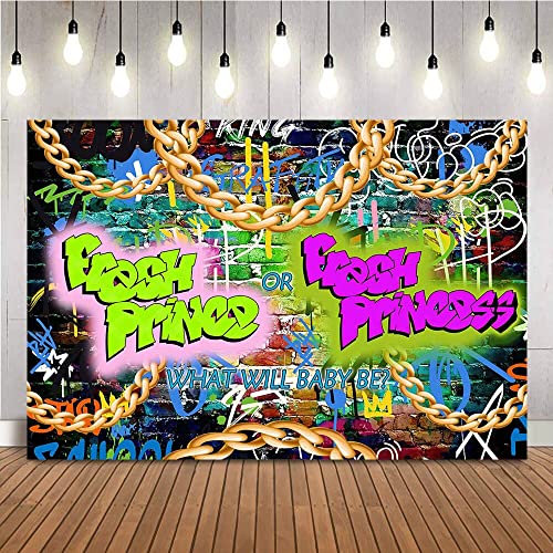 Frischer Prinz oder frische Prinzessin Genre enthüllt Hintergrund Babyparty Thema große Goldkette Photocall Dekorationen Banner 210 x 150 cm