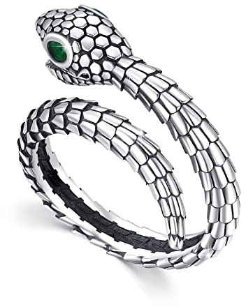 JFASHOP Schlangen Ring 925 Sterling Silber Verstellbar Schlangen offener Ring mit Zirkon Tier Ring für Frauen Damen Herren Männer