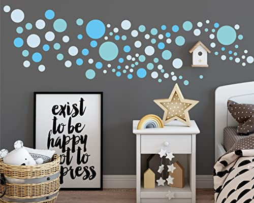 Sunnywall® 130 bunte Wandtattoo Kreise als Sticker Set für Baby- & Kinderzimmer - Punkt-Dots als Klebepunkte in verschiedenen Farben - Wandaufkleber für eine individuelle Wandgestaltung Babyblau