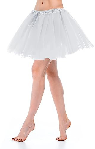 Tüllrock Damen Tutu Klassisch Elastisch 3 Lagig Tüll Tüllrock Weiss 80er Rock Tütü Dirndl Damen Kurz Teen Dance Dress Up Party Zubehör Ballett Tanzkleidung Ballettkleidung 80er Jahre Outfit Damen