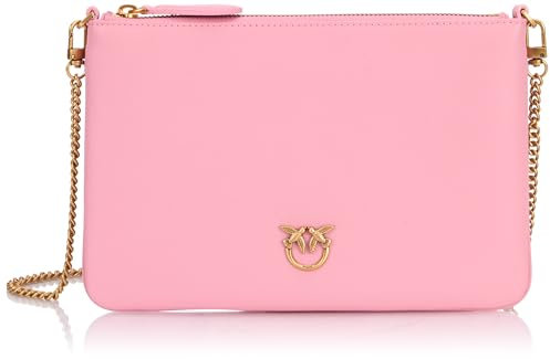 Pinko Flat Classic Vitello Seta, Borsa Donna, P31q_rosa Marino-antique Gold, Taglia unica