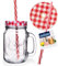 orion group Trinkglas Trinkbecher Glas mit Deckel und Strohhalm 450 ml