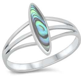 Joyara Bague Argent Fin 925/1000 Abalone Marquise Y