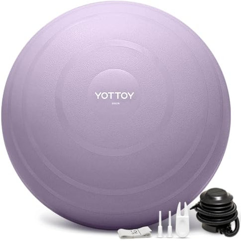 YOTTOY Anti-Burst Gymnastikball für Training, Yoga, Schwangerschaft & Physiotherapie, extra dicker Stabilitätsball für Fitness mit Pumpe (lila)