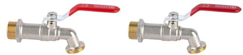 Boutté 2104213 R15 Robinet de jardin laiton 1/4 tour 15 x 21 Nez 20 x 27 (Lot de 2)