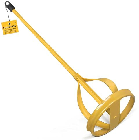 Hanpex Paint and Mud Mixer, Paint Stirrer for Drill in 1 to 5 Gallon Bucket, Suitable for All Standard Drill Bits, Hex Head Anti-Slip, Easy Clean, Painting and Plastering Mixer Stirrer Tool (Yellow)