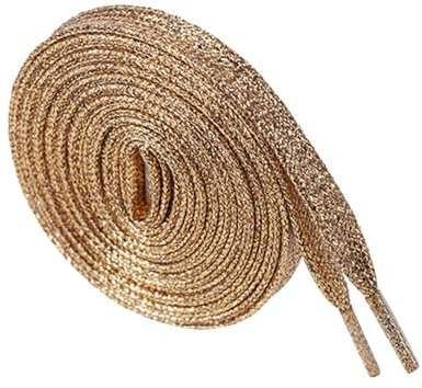 BupiMufi Lacci piatti glitterati metallizzati Bling Design per scarpe sportive stivali Trainers 115-180 cm, oro rosa., 140cm/55Inch