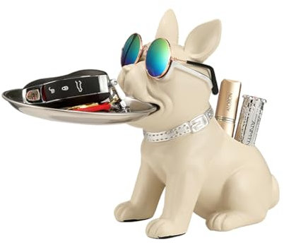 Kityemo Französische Bulldogge Figur, Französische Bulldogge Tablett Deko, Bulldogge dekorative Figur Aufbewahrungstablett, Hund Deko Geschenk für Wohnzimmer, Eingangsbereich, Büro