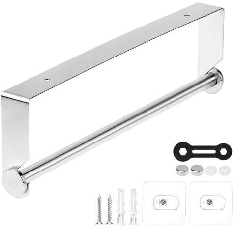 QWORK® 33cm Küchenrollenhalter Ohne Bohren - SUS304 Edelstahl - Geeignet für Küche und Bad