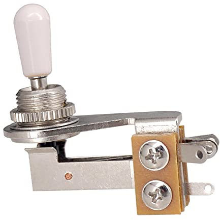 rockible Gitarren-Schalter für Tonabnehmer, 3-Wege-Wahlschalter, L-Form, Silber und Weiß