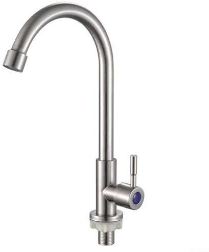 Küchenarmatur mit einem einzigen Kaltwasserhahn, Edelstahl, Wasserreiniger, Einhebelloch, kalte Berührung auf Küchenspüle