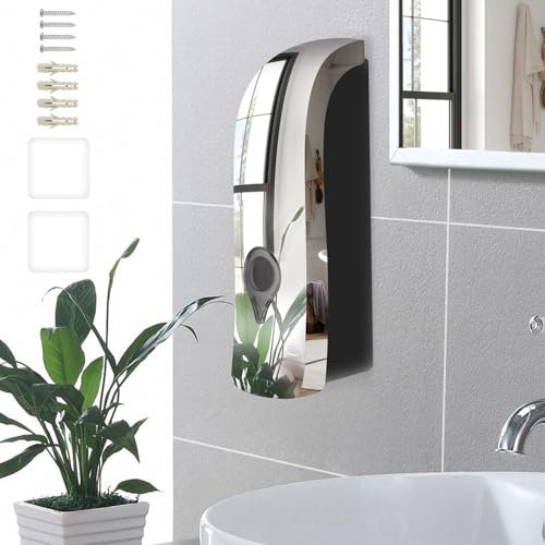 300ml Seifenspender Wandbefestigung, Wandmontage Manueller Einkopf-Seifenspender für Duschgel Shampoo für Küche Bad Büro Geschäfte Schraubmontage oder Ohne Bohren (silbrig -Spiegeleffekt)