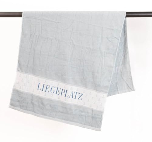 La Vida Badetuch aus Baumwolle Liegeplatz Anker blau weiß 70x140cm