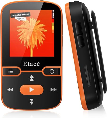 MP3 Player Bluetooth 5.3, Sport Musik-Player mit 16GB internen Speicher, UKW-Radio, E-Book, Schrittzähler, Sprachaufzeichnung und Unterstützung für bis zu 128 GB TF/Micro SD-Karte