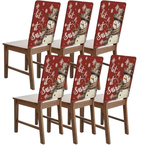Bseical 6 x Stuhlhussen Weihnachten, Weihnachts Stuhlhussen, Universal Stuhlbezug, Stuhlbezug FüR Weihnachten, Weihnachtsstuhlhussen für Esszimmer, Abendessen, Weihnachten Party Besteck Deko (B)