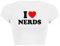 Woxlica I Heart Top y2k Graphic Baby T-Shirts Sommer Crop Top für Damen, 14 I Love Nerds White, Mittel