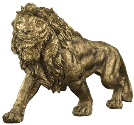 Ddujbtp Goldene Löwen Statue Boden Home Dekorationen Kunst Große Harz-Skulptur Neujahr 2024 Indoor Große Ornament Skulptur Modern