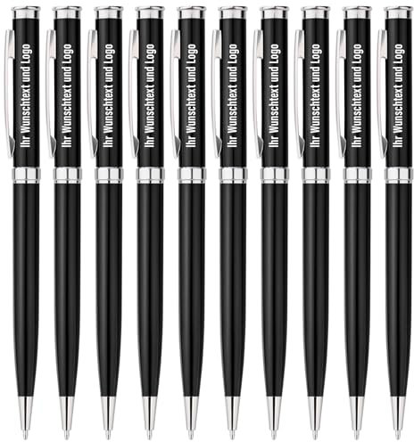 Gravurmaster 10er-Set Kugelschreiber Personalisiert,Dre-Kugelschreiber mit Gravur von Logo & Text,Ideal für Business,Unternehmen,Werbeartikel,Events,Hochwertige Metall-Kulis für Schule & Büro