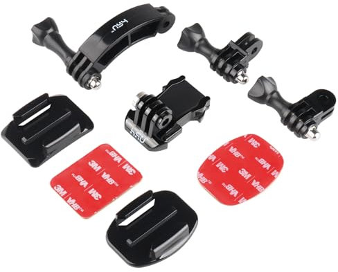 HSU Soportes de Casco para GoPro, Brazos de Extensión, Clip de Liberación Rápida, Soporte con Adhesivo 3M, Kit de Accesorios para Cámara de Acción